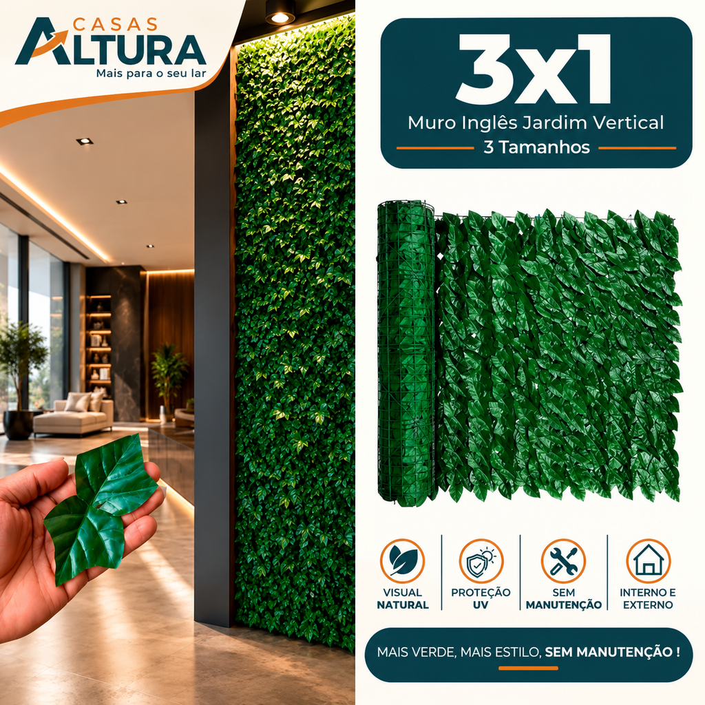 Muro Inglês Jardim Vertical Artificial Painel Decoração