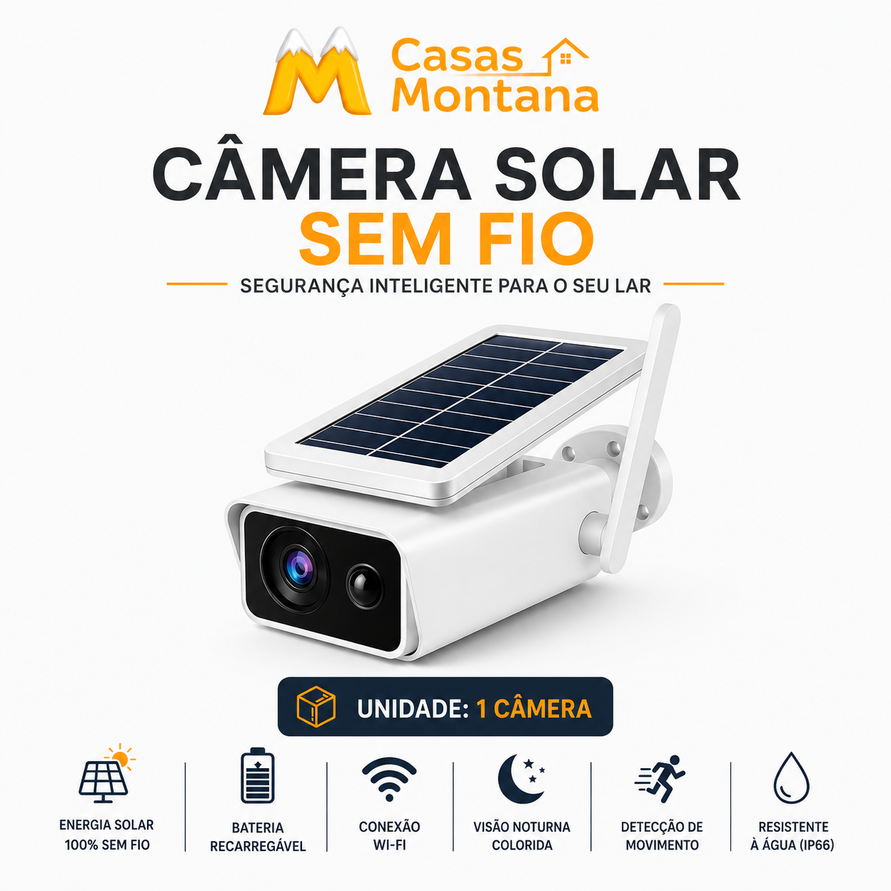 Câmera de Segurança Externa IP Wifi HD com Energia solar